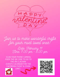 Valentine's Day Celebration Poster - Feb 11 at 7pm - Link in Facebook group