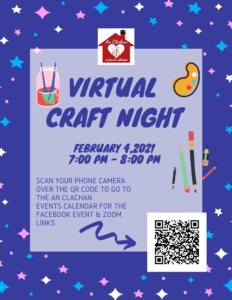 Virtual Craft Night Poster - February 4 at 7pm - Link to Facebook event